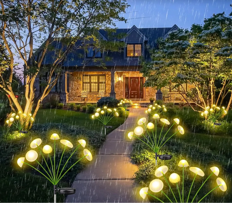 Solar Gartenleuchten mit 6 LED-Lichtköpfen, 2er-Set – Florvessa