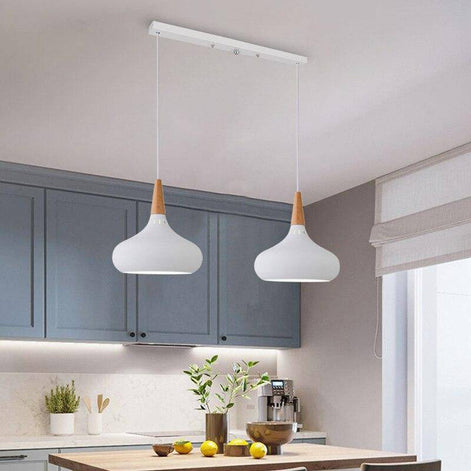 Serina LED-Pendelleuchte aus Holz und Aluminium