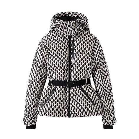 Damen Winterjacke mit Kapuze, Gürtel und wattierter Füllung – Cirella