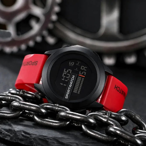 Digitale Armbanduhr mit LED-Display und Silikonarmband