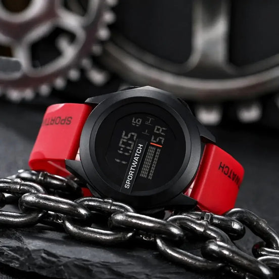 Digitale Armbanduhr mit LED-Display und Silikonarmband