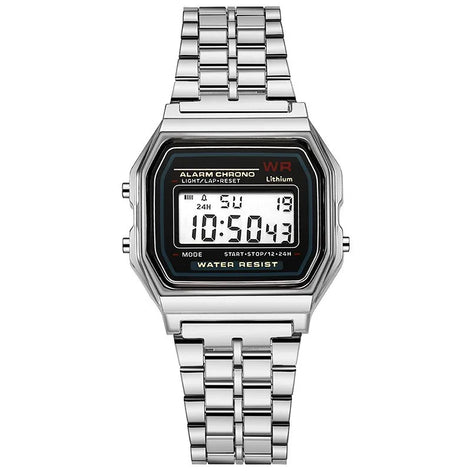 Nexiro Herren Digitaluhr mit rechteckigem Gehäuse und Metallarmband