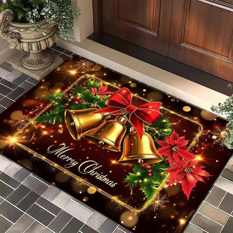 FestivaDoor Weihnachts-Fußmatte – Rutschfeste Polyester-Matte mit saisonalem Motiv