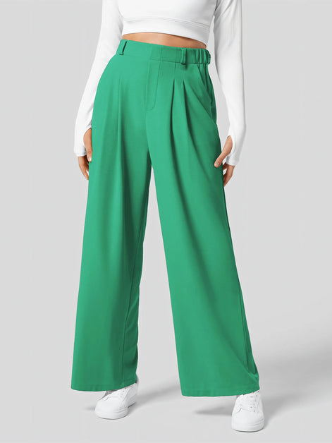 Velmoria Damen Karohose mit weitem Bein und hoher Taille