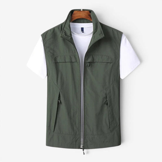 Varex Herren Utility Weste mit Stehkragen und Reißverschluss