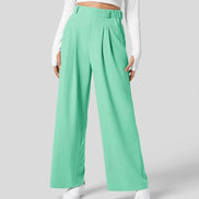 Velmoria Damen Karohose mit weitem Bein und hoher Taille