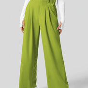 Velmoria Damen Karohose mit weitem Bein und hoher Taille