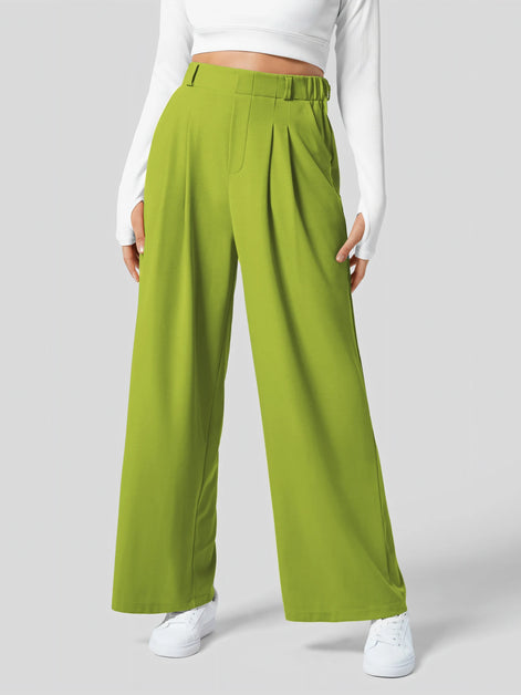 Velmoria Damen Karohose mit weitem Bein und hoher Taille