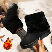 Damen Winterstiefeletten aus Wildleder mit Plüschfutter und Rippbund – Suvelina