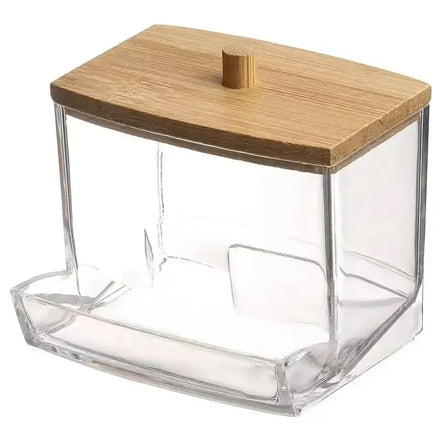 ClearNest Bamboo Box – Wattestäbchen-Aufbewahrungsbox transparent