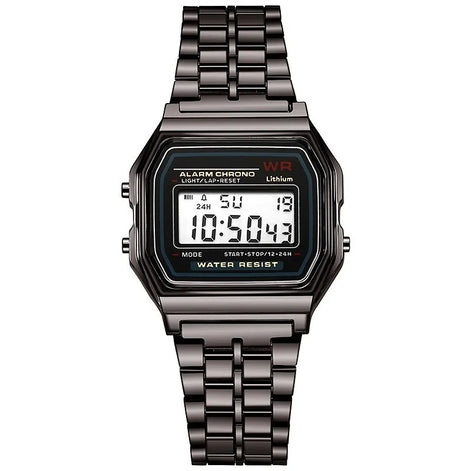 Nexiro Herren Digitaluhr mit rechteckigem Gehäuse und Metallarmband