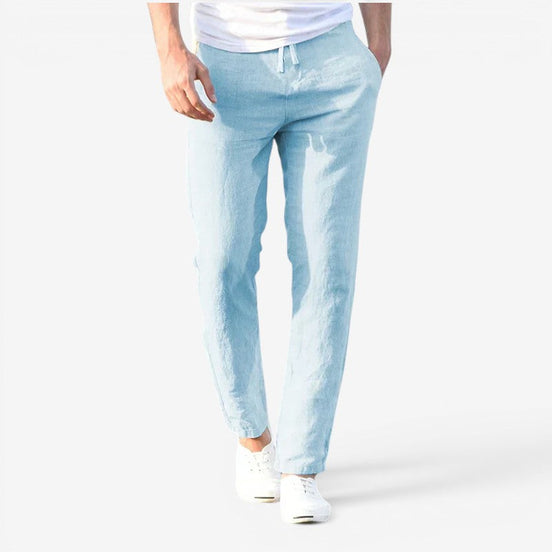 Torven Herren Leinenhose mit Hohem Bund und Weitem Bein
