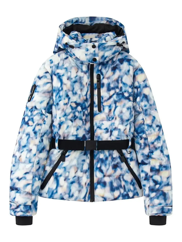 Damen Winterjacke mit Kapuze, Gürtel und wattierter Füllung – Cirella