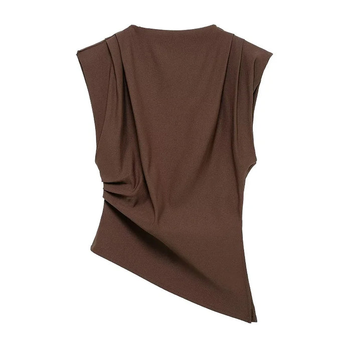 Elara Asymmetrisches Damen Top mit Drapierung