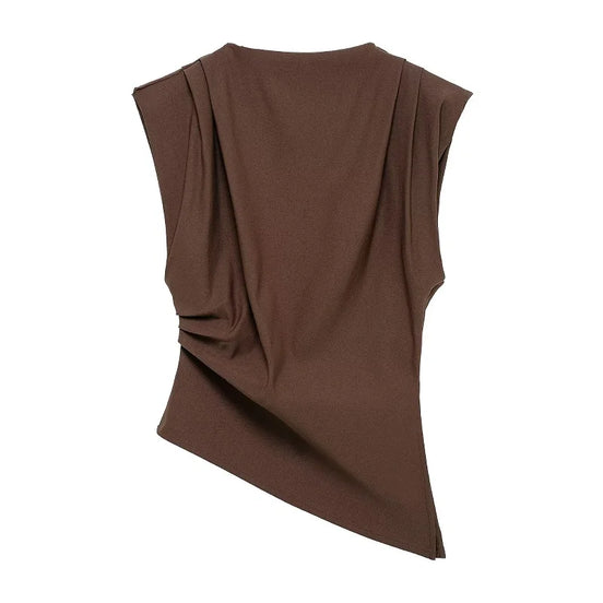 Elara Asymmetrisches Damen Top mit Drapierung