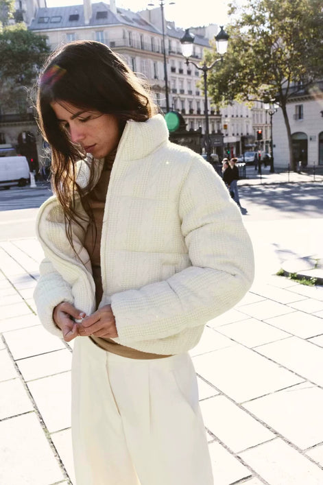 Damen Winterjacke mit Strickkragen und wattierter Füllung – Alvessa