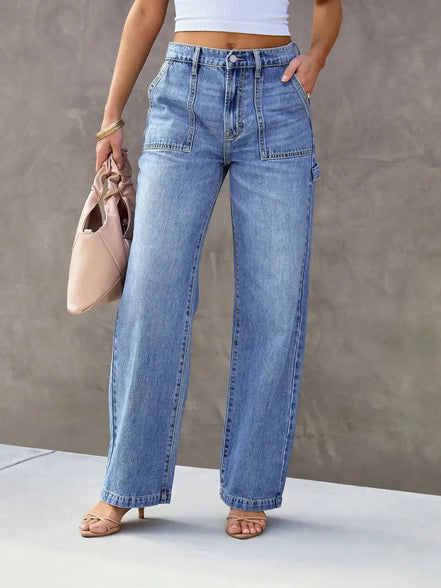 Delmira Straight Leg Jeans Mid Waist