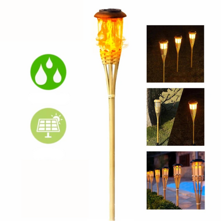 Solar-Gartenfackeln mit Flammenlichteffekt im 5er-Set für den Außenbereich