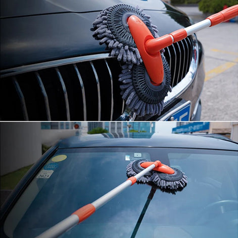 AutoGlidex Waschbürste mit Teleskopstiel und drehbarem Bürstenkopf