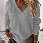 Damen Oversize Pullover mit V-Ausschnitt Elvarisse