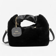 Velmira Handtasche Damen Samt große Tasche verstellbarer Gurt Reißverschluss