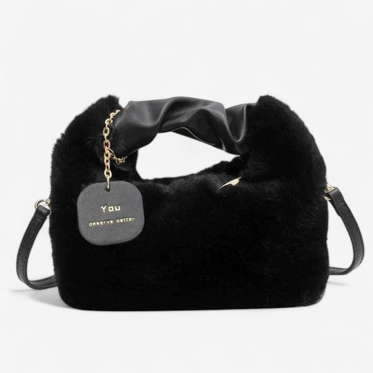 Velmira Handtasche Damen Samt große Tasche verstellbarer Gurt Reißverschluss