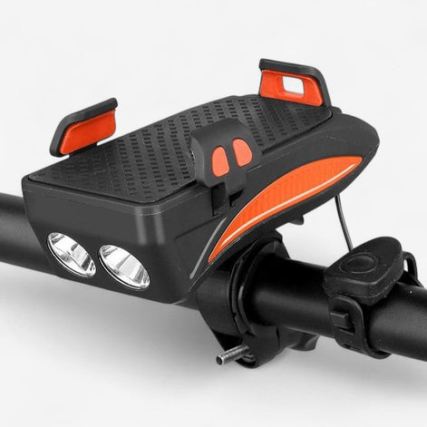 VeloCharge Fahrrad Handyhalter mit LED-Licht, Hupe und USB-Aufladung