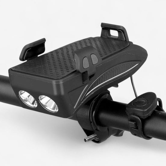 VeloCharge Fahrrad Handyhalter mit LED-Licht, Hupe und USB-Aufladung