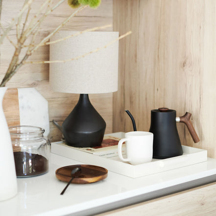 Ceravo Keramik-Tischleuchte mit Leinenschirm