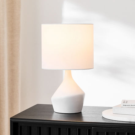 Ceravo Keramik-Tischleuchte mit Leinenschirm