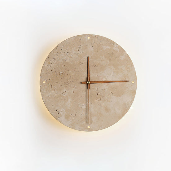 Wall Clock Travertine Lamp – Minimalist Design with Warm Ambiance 0
