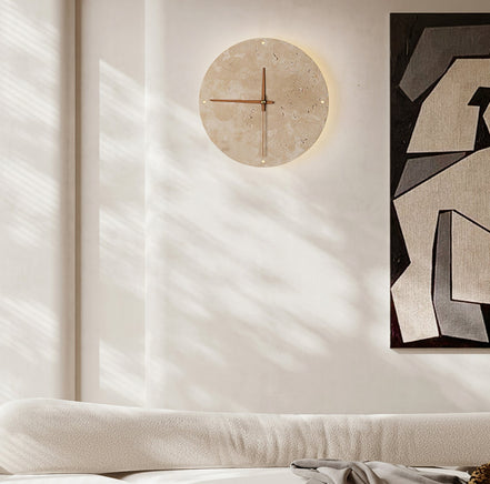 Wall Clock Travertine Lamp – Minimalist Design with Warm Ambiance 2