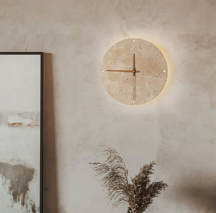 Wall Clock Travertine Lamp – Minimalist Design with Warm Ambiance 3