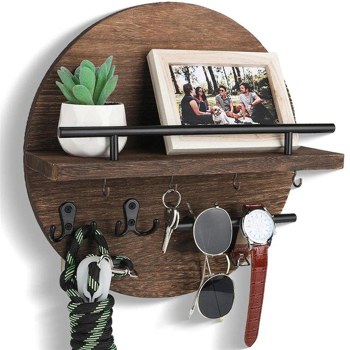 Wandmontierter Schlüsselhalter aus Holz