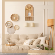 Wandregal aus Holz mit Bogendesign für Wohnräume
