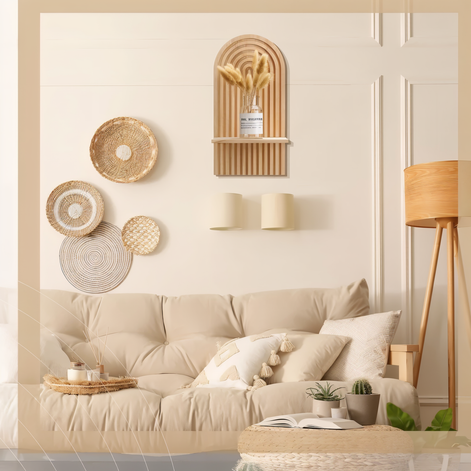 Wandregal aus Holz mit Bogendesign für Wohnräume