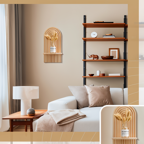 Wandregal aus Holz mit Bogendesign für Wohnräume