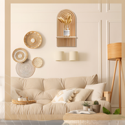 Wandregal aus Holz mit Bogendesign für Wohnräume