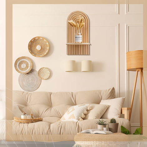Wandregal aus Holz mit Bogendesign für Wohnräume
