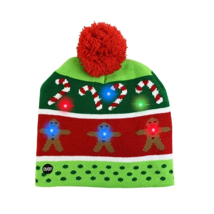Weihnachtsmütze mit LED-Lichtern und Strickdesign – Juleglora