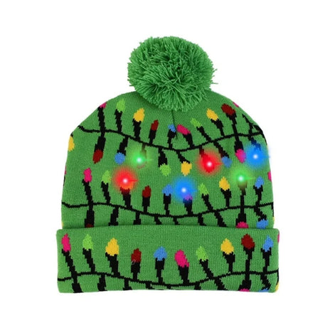 Weihnachtsmütze mit LED-Lichtern und Strickdesign – Juleglora
