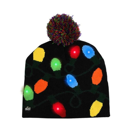 Weihnachtsmütze mit LED-Lichtern und Strickdesign – Juleglora