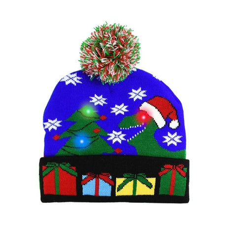 Weihnachtsmütze mit LED-Lichtern und Strickdesign – Juleglora