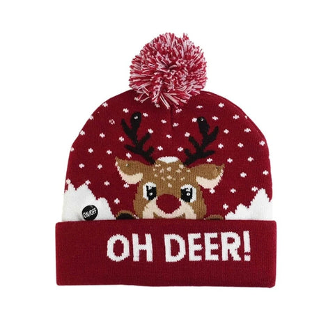 Weihnachtsmütze mit LED-Lichtern und Strickdesign – Juleglora