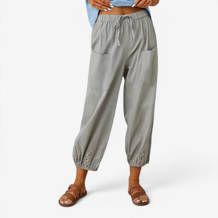 Norvella Damen Hose mit hoher Taille und Kordelzug