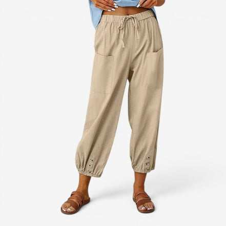 Norvella Damen Hose mit hoher Taille und Kordelzug