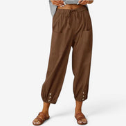 Norvella Damen Hose mit hoher Taille und Kordelzug