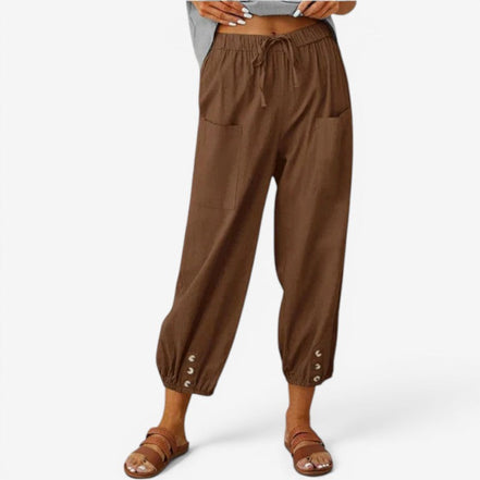 Norvella Damen Hose mit hoher Taille und Kordelzug