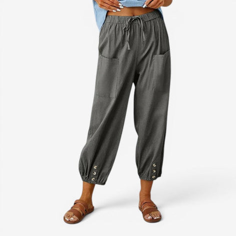 Norvella Damen Hose mit hoher Taille und Kordelzug
