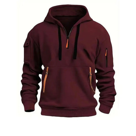 Zarello Hoodie mit halbem Reißverschluss und Taschen in lockerer Passform für Alltag und Freizeit